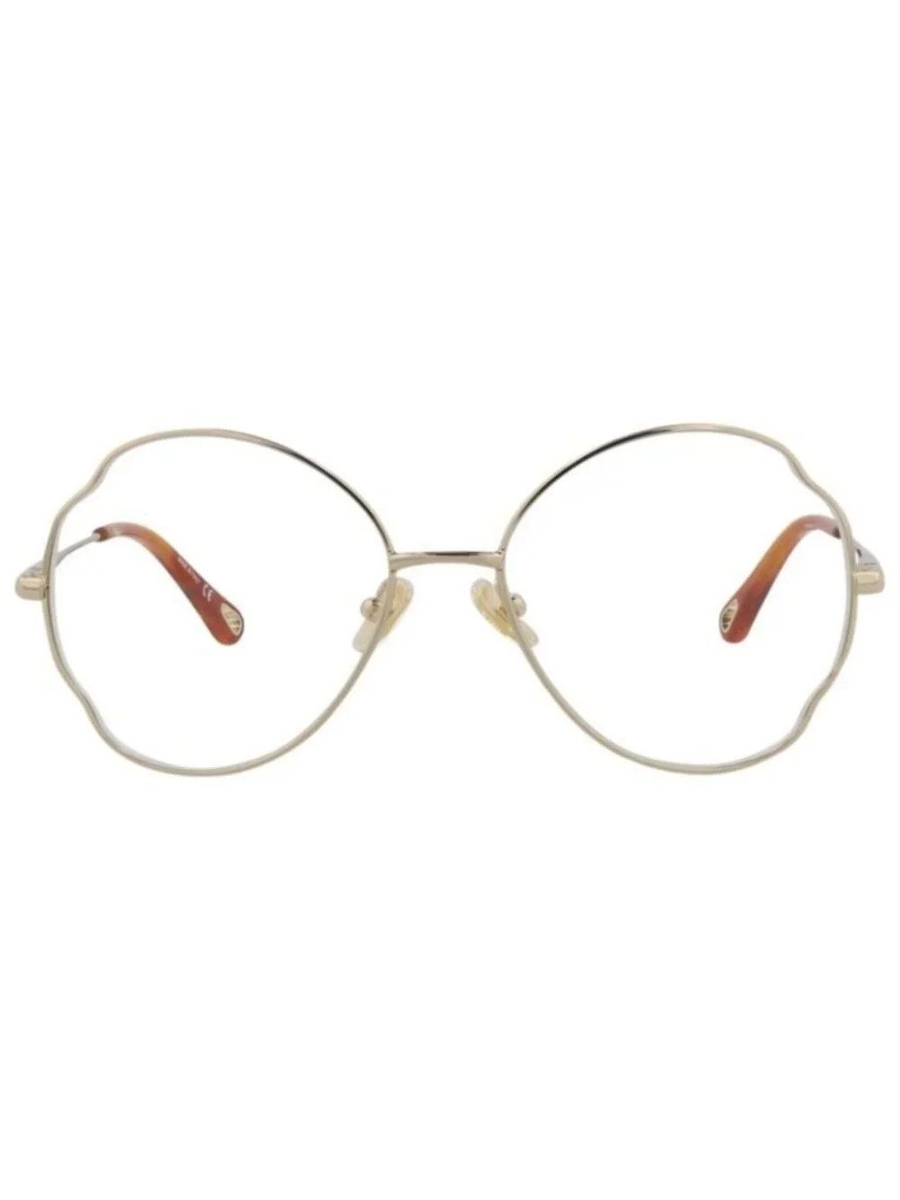 New Chloé Womens Round/Oval Gold Gold Transparent Fashion Designer Eyeglasses